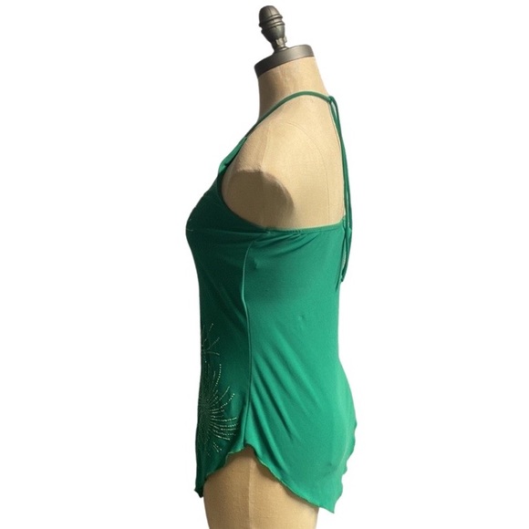 COPY - UVA GREEN BLING HALTER TOP SIZE MEDIUM ASYMMETRICAL - Picture 5 of 7